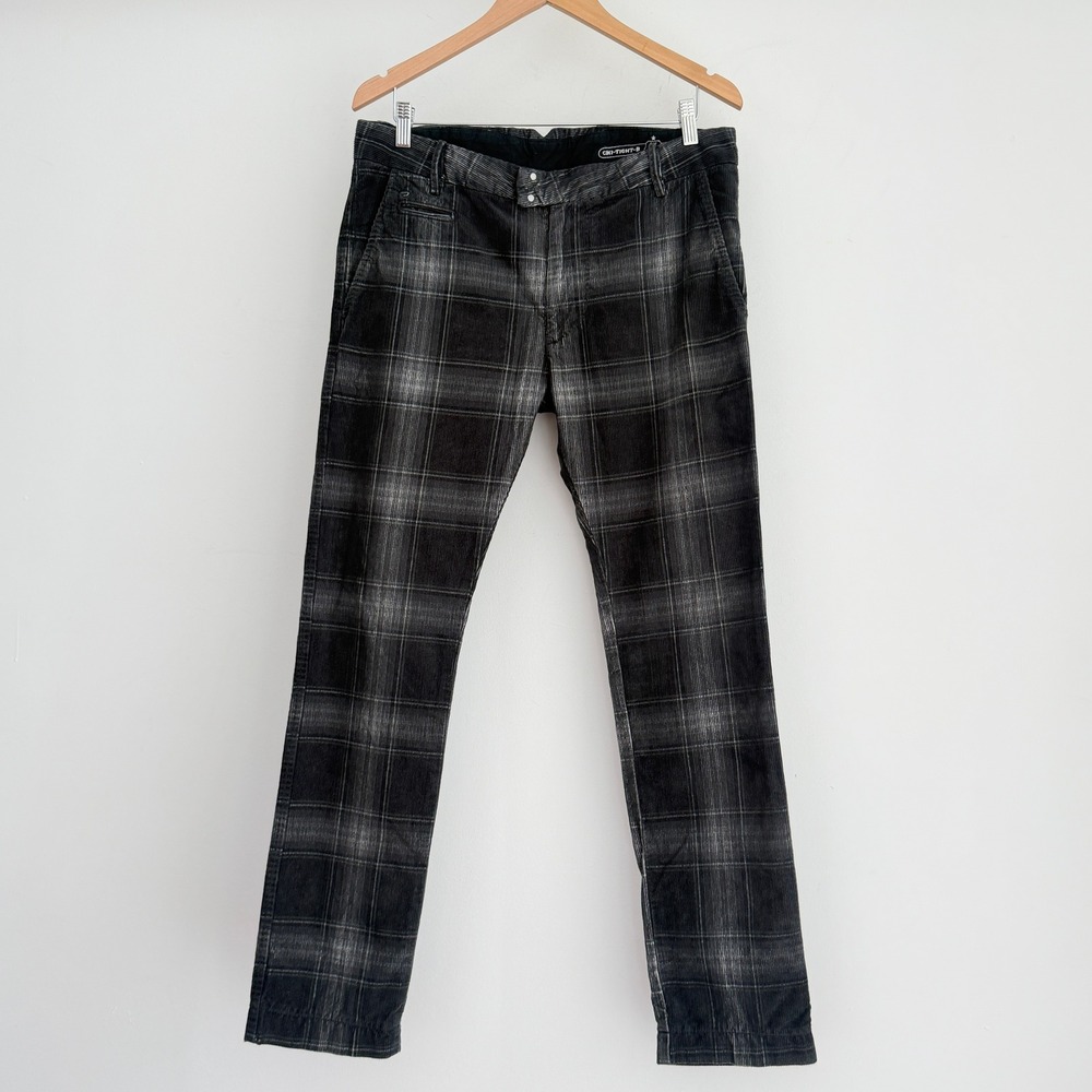 Vintage Diesel Corduroy Pants Mens 31x32 Gray Plaid Trousers Preppy Grunge Punk